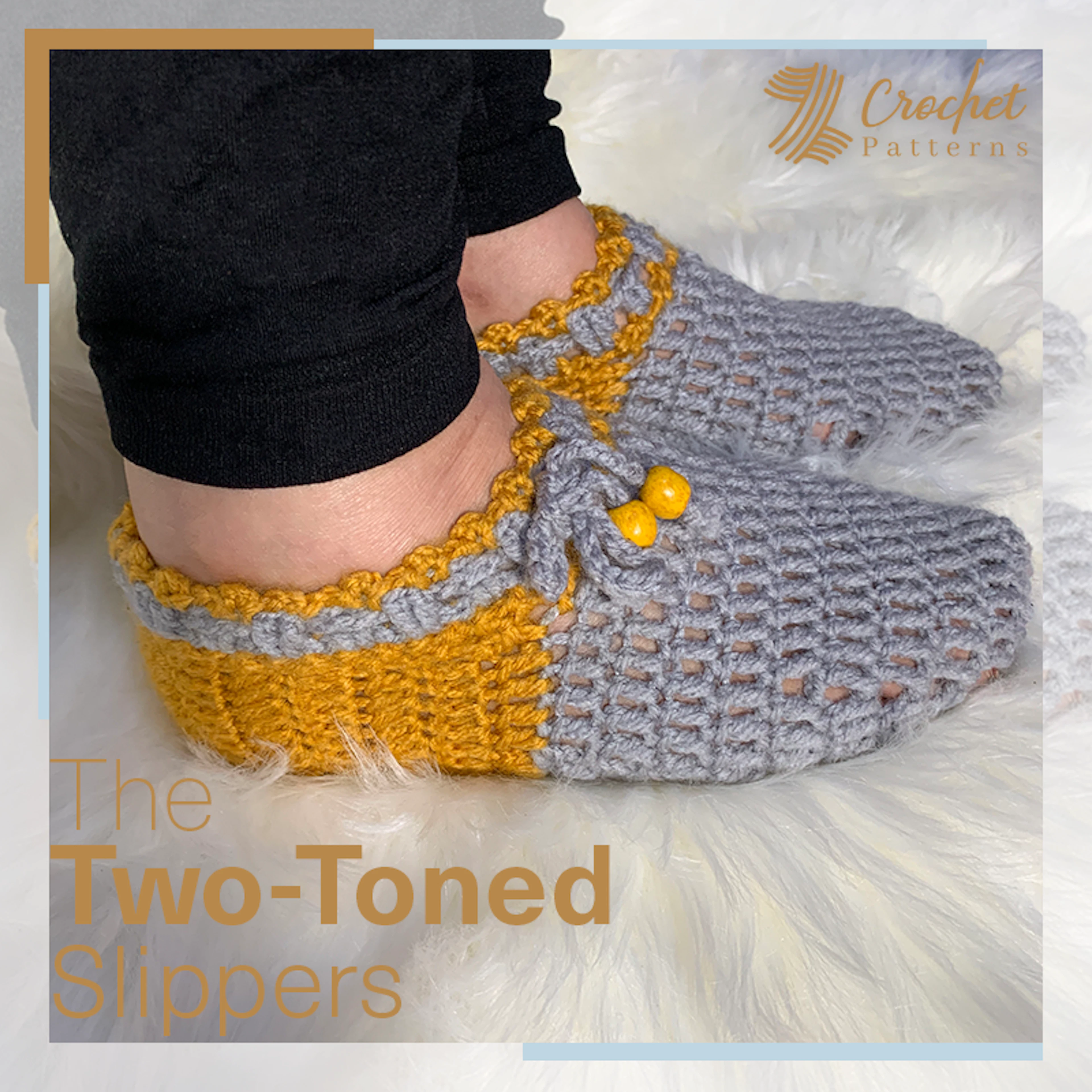 CROCHET TOW-TONED SLIPPERS PATTERN CHART